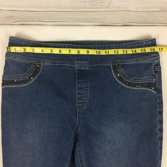Chico's Pull-On Jeans Rhinestones Embellished Medium Wash Size 1 - Picture 9 of 12